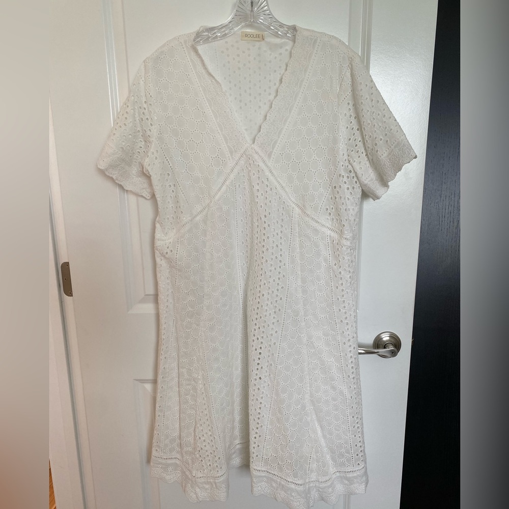 Roolee dress - XXL - White lined eyelet lace cross bodice.